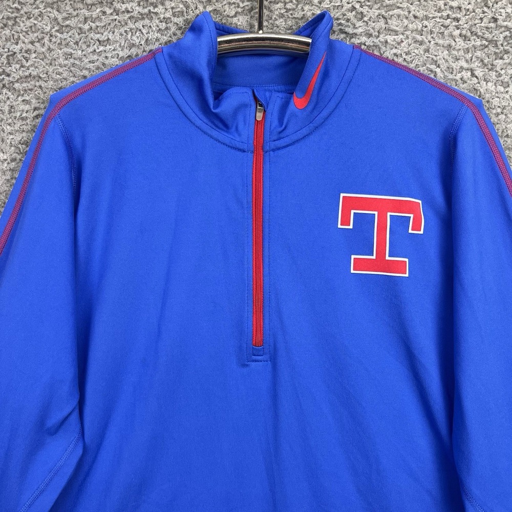 Nike Texas Rangers 1/4 Zip Pullover Sweatshirt Womens 2XL MLB Blue/Red Mock Neck